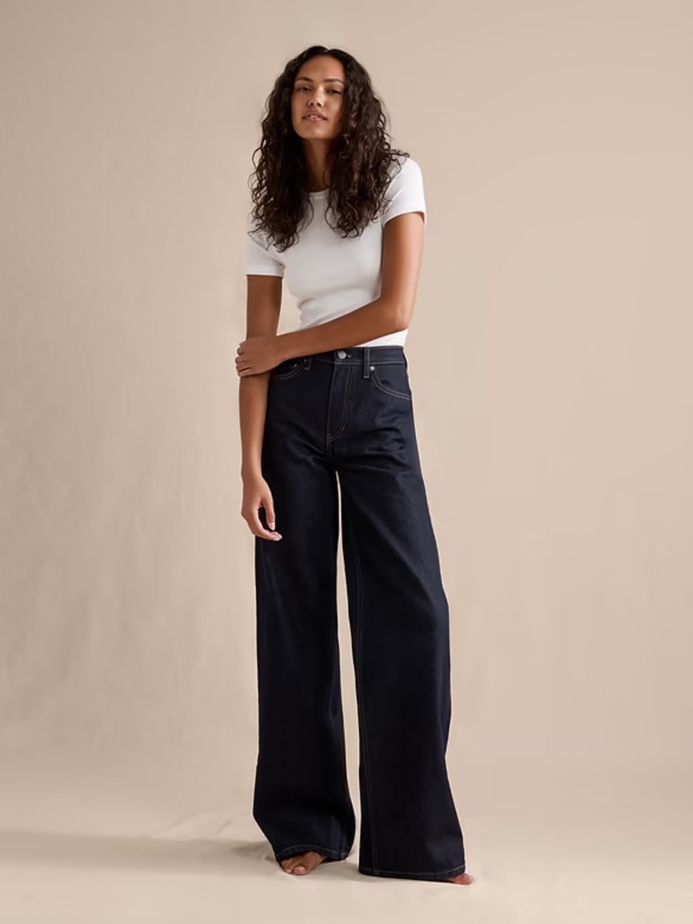 Banana Republic Iconic Wide Jean High-Rise Color Rinse Dark Wash